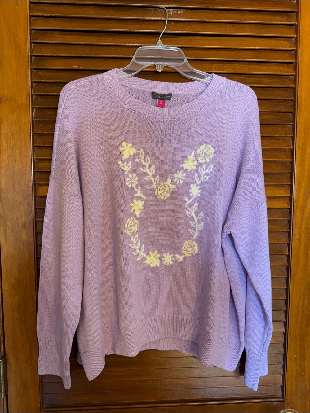 NEW Bunny Floral-Accent Crewneck Sweater